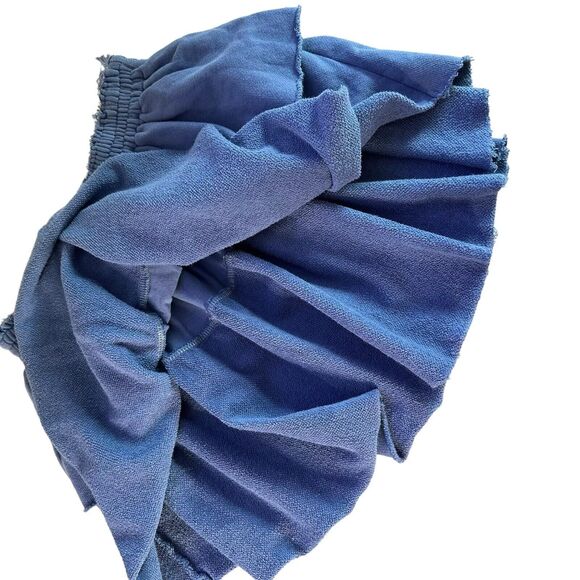 Aerie Weekend Ruffle Tiered Mini Skirt Blue Terry Cloth Pull On Women's Size M - Picture 8 of 13